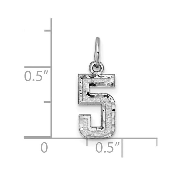 14k White Gold, Varsity Collection, Small D/C Pendant, Number 5 - Picture 4 of 5